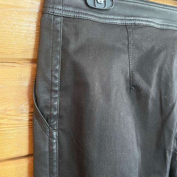 Yigal Azrouel Black Mix Medium Leather Canvas Pants Size 4 - Picture 3 of 9